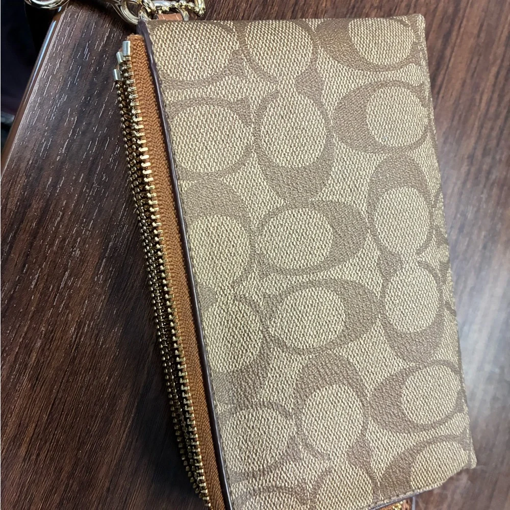 Coach Tan Signature Zip Wallet - Picture 3 of 6